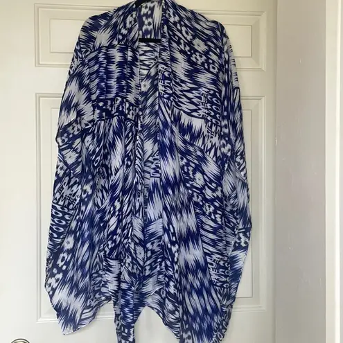 Michael Stars Ruana Multi-Way Convertible Wrap One Size OS Blue