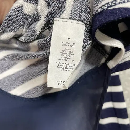 Moa Moa Blue Stripes Open Front Lightweight Cardigan - Size Medium- Sheer Panel