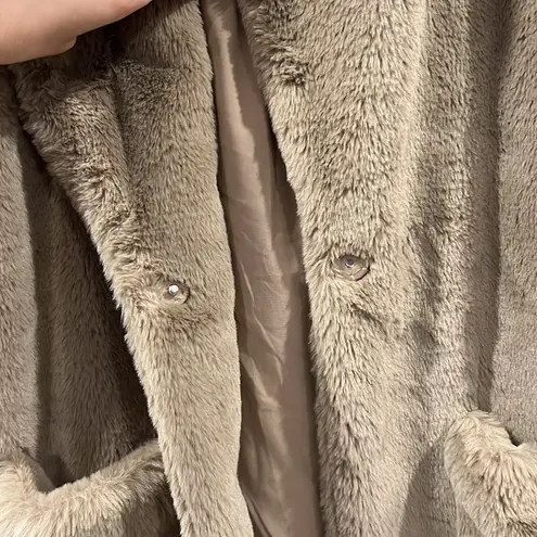 Nine West Cara Santana x  XS Camel Faux Fur Fleece Coat