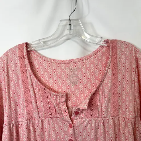 Croft & Barrow  Plus Size 1X Nightgown Pink Floral Short Sleeve Midi 1807