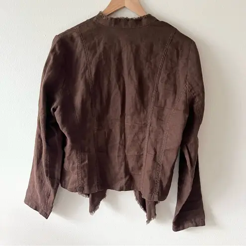 INC International Concepts M Brown 100% Linen Open Front Waterfall Jacket Boho Size M
