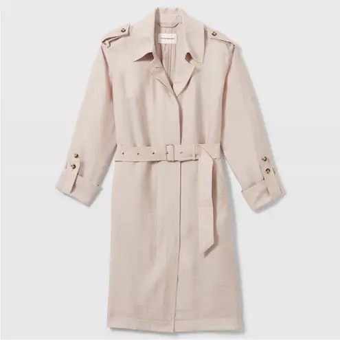 Club Monaco Lightweight Pale Pink Beige Shimmer Trench Coat Jacket XS $240
