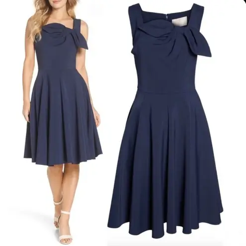 Gal Meets Glam Zoe Bow Fit and Flare Navy Blue Dress W-872 Sz 8
