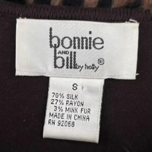 T3 VTG Bonnie and Bill by Holly Brown Silk Blend Sweater with Fur Trim Size S