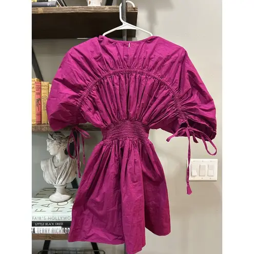 MISA Los Angeles Camila Cinched Mini Dress Orchid Cotton Poplin Womens Size XS