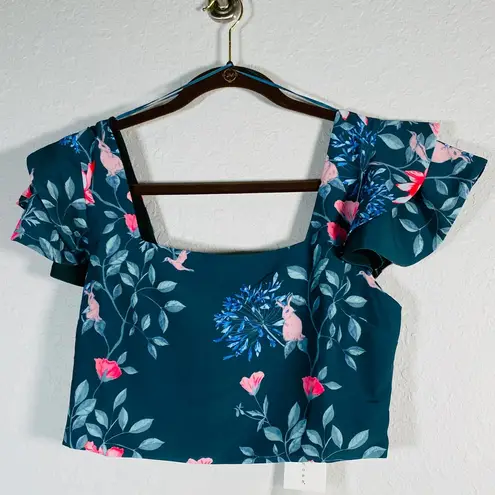 Endless Rose  Floral Crop Top Green Sz Medium NWT