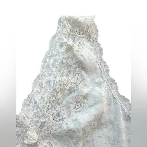 Christian Dior  Camisole Tank Top - White Lace Neckline & Satin Bodice M VINTAGE