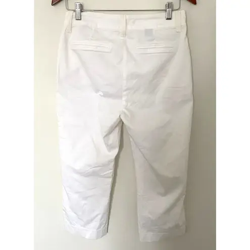 NYDJ White Lift Tuck Crop Chino Pants Cotton Blend Straight Crop Sz 6