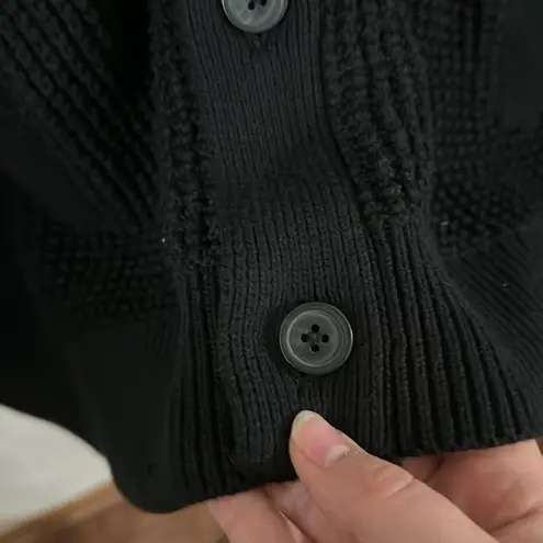 Banana Republic Factory black chunky waffle knit longline cardigan jacket size L Size L