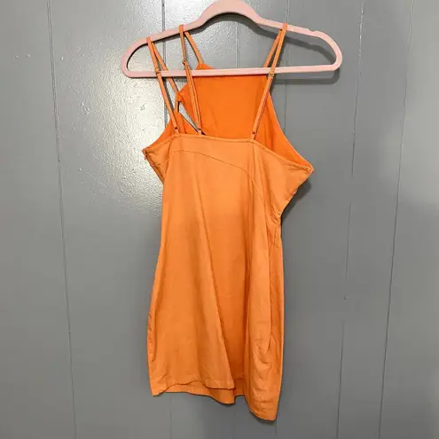 NEW Showpo Patchico Orange Linen Blend Look Split Bust Bodycon Mini Dress 6