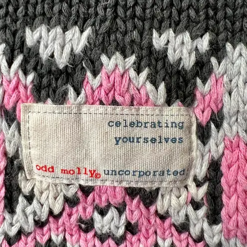 Odd Molly Fair Isle Sweater Knit Pullover Pink White Black Size 0
