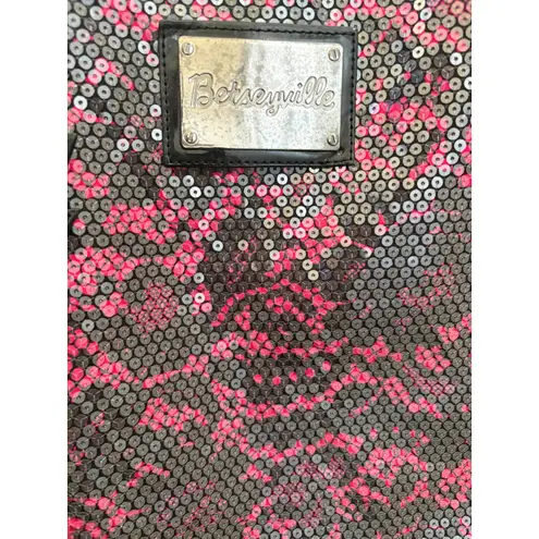 Betseyville Sequin Tote Bag Pink Gray Floral Lightning Bolt Purse Handbag