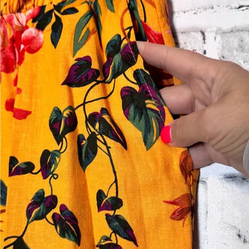 RACHEL Rachel Roy sunflower yellow Red size large pockets linen crop pants Orange