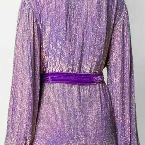 Retrofête NEW NWT $615 Retrofete Audrey Midi Dress Sz Medium Wrap Iridescent Sequin Belt