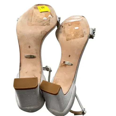 Badgley Mischka Jackie Jeweled Silver Glitter Sandal Wedding Formal Size 8 NWT