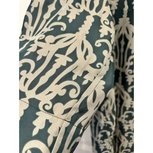 Fossil  Womens Dress 3/4 Sleeve‎ Geometric Ikat Boho Mini Teal Size Large Pockets