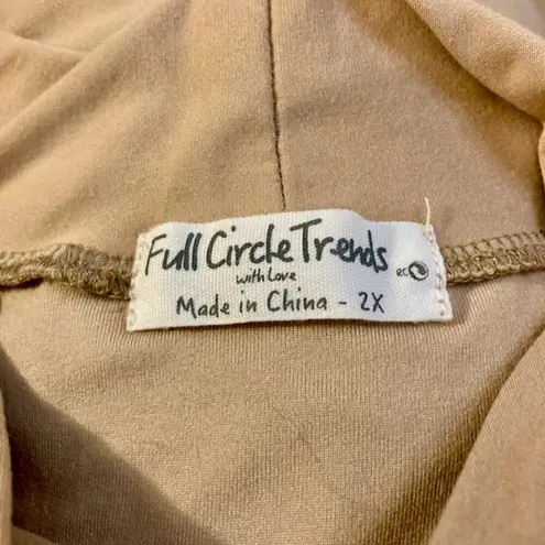 Full Circle Trends NWT Women's 2X Stretchy Beige Bodycon Ruched Mock Neck Dress