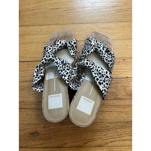 Dolce Vita Naji Cork Wedge Mule in Leopard Satin/Square Toe/Size 9 Brown