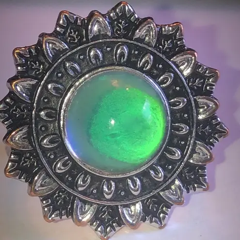 Vintage Style Silver Tone and Blue Boho Ring