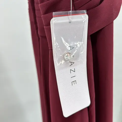 Azazie Ginger Cabernet A-Line Halter Pleated Chiffon Dress custom bridesmaid