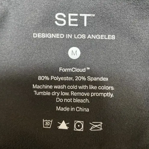 Set Active Womens Dark Gray Mid Rise Yoga Workout Athletic Leggings Pants Size M