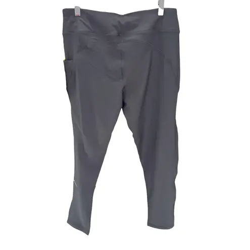 NWT Gottex Studio Black Faux Leather Mesh Paneled Zip Detail Capri Leggings L/G Size undefined