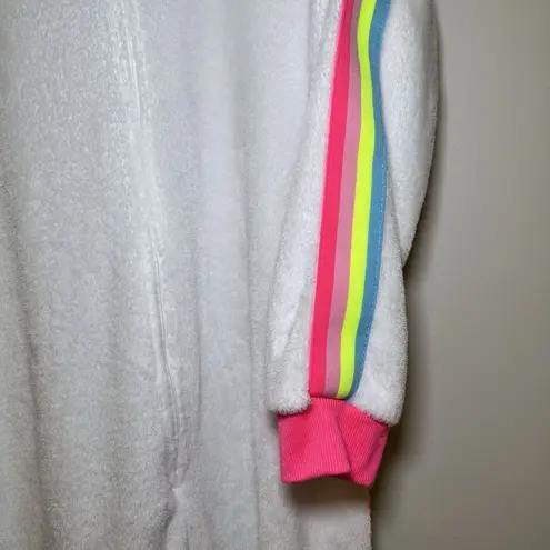 secret treasures Rainbow Unicorn Fleece One Piece Zip Up Hoodie Pajamas Large Costume Halloween