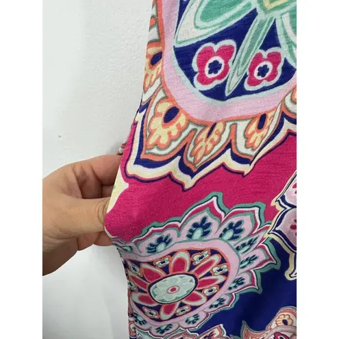 Glitzy Girlz Maxi Dress Women 2XL Pink Blue Boho Medallion Y2K Festival Boho Size 2X