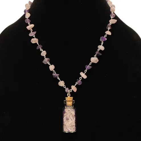Amethyst Rose Quartz & Bottle Necklace