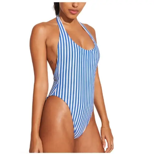 Vitamin A New! Alia One Piece Swimsuit- Blue and White Stripes