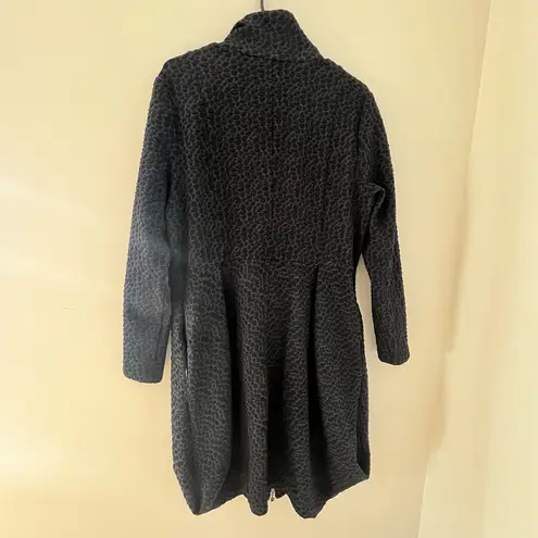 NWT Samuel Dong black navy cheetah print collared long sleeve coat dress Size M Size M