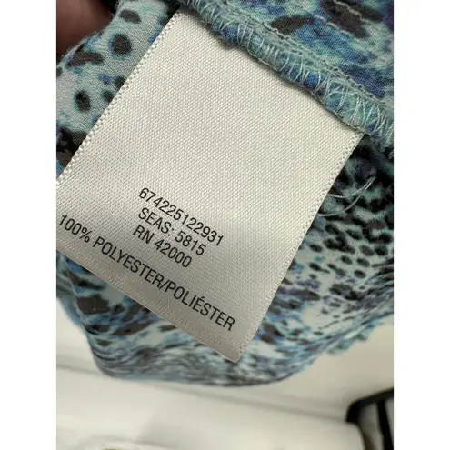 Jaclyn Smith Collection Top Women LARGE Blue Snakeskin Print Button Down