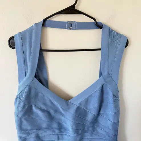 Herve Leger Sweetheart Flare Hem Bandage Dress Blue