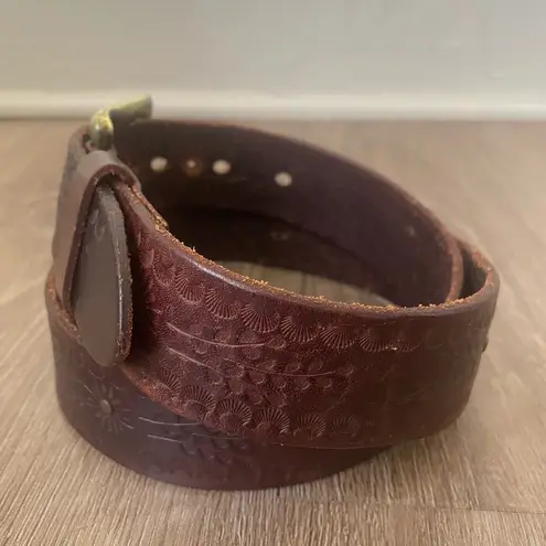 Old Navy  Brown Genuine Leather Belt Studded Embossed Western Boho Belt ~ Size S