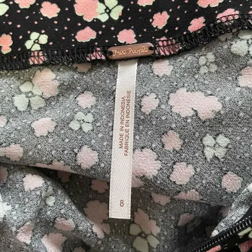 Free People New  ​IRL Floral Print Slip Skirt Black Pink Combo Size 8