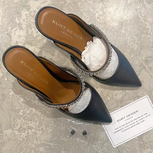 Kurt Geiger BLACK Duke Embellished High Heel Mules, Size EU 39 EXCELLENT!