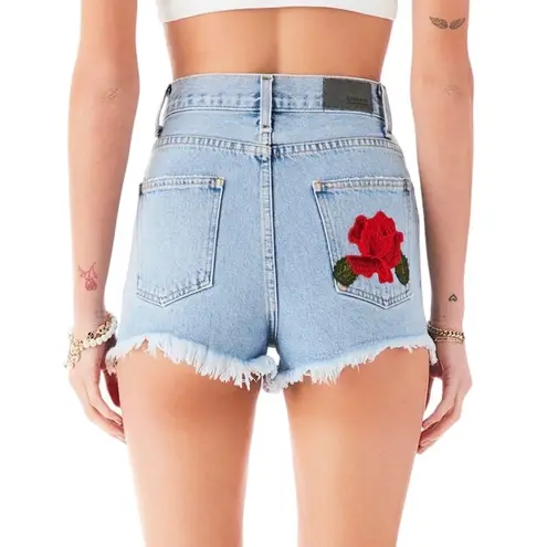 LF New With Tags  Carmar Adamite Rose Embroidered Denim‎ Shorts Size 23