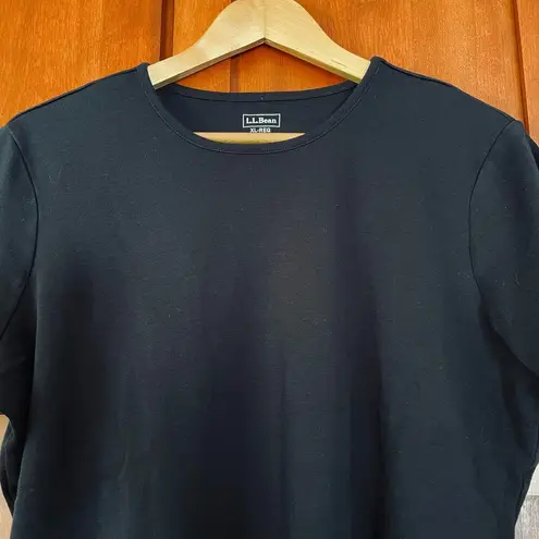 L.L.Bean  Short Sleeve Tee Shirt Crew Neck Supima Cotton Black Size XL