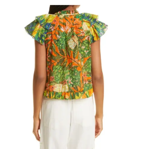 Farm Rio Caipirinha Ruffled Flutter Sleeve Blouse Multicolor Size XS