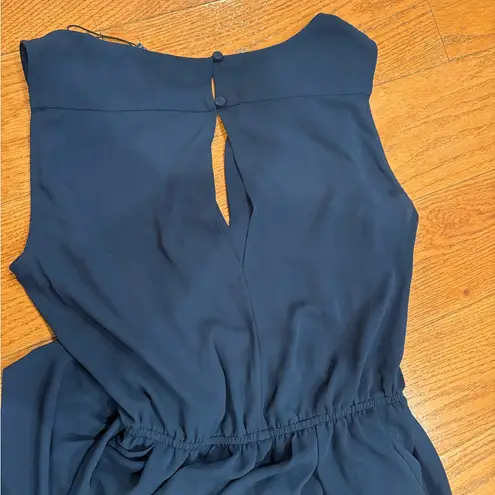 BCBGMAXAZRIA  Giovanna Navy Peplum Sleeveless Jumpsuit XS - Keyhole Back