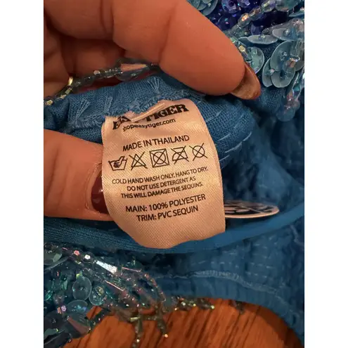 Easy Tiger Bodysuit Womens Small Blue Stargazer Sequin Festival Rave Costume