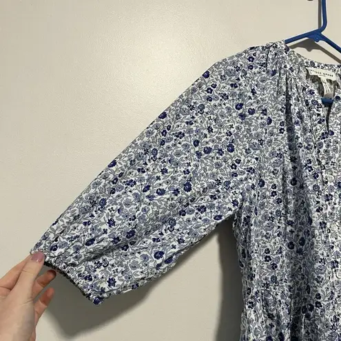 Apiece Apart Blue Mitte Floral Poplin Button Front Mini Dress Size XS