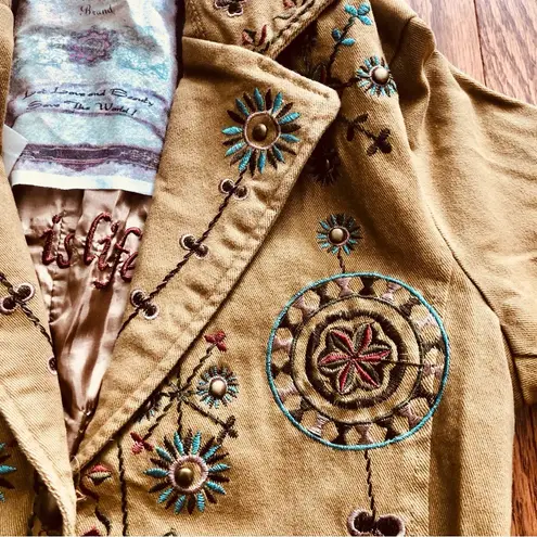 Buffalo David Bitton David Bitton Buffalo RARE Embroidered Collar V-neck Tan Jacket Women’s Size S