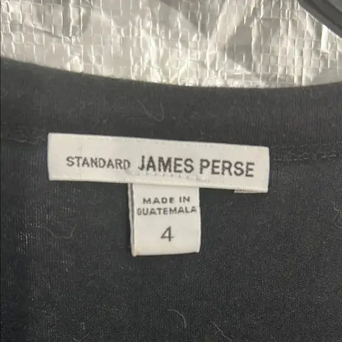 James Perse Black Ruched Sheath Midi Dress