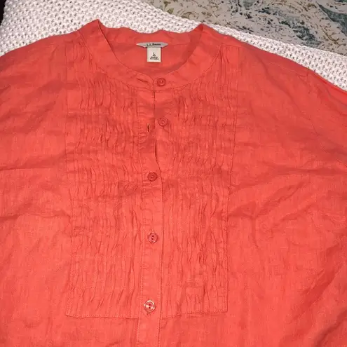 L.L.Bean  large peach color linen long sleeve top