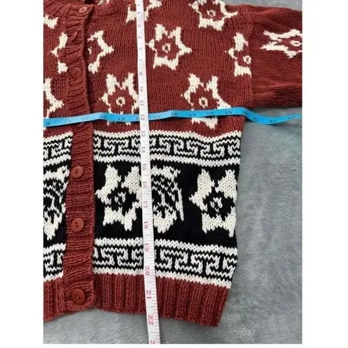 Cambridge Vintage Dry Goods Red & Black Fair Isle Knit Cardigan Sweater M