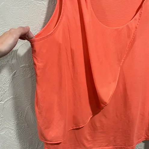 Garnet Hill  Green Cotton Orange Layer Tank Size Large