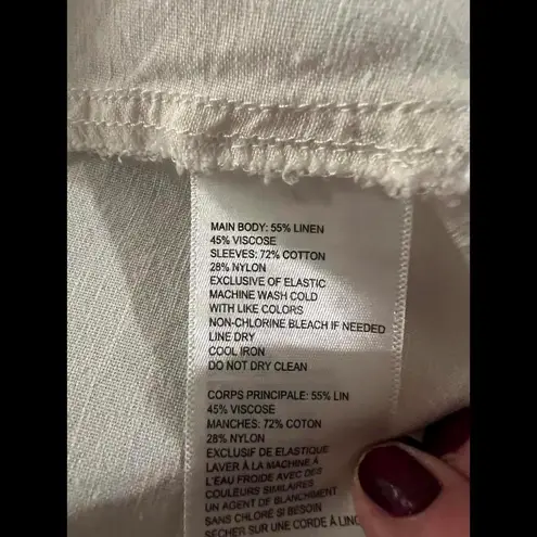 Rafaella Women's Lace Sleeve Button-Up Top size Large