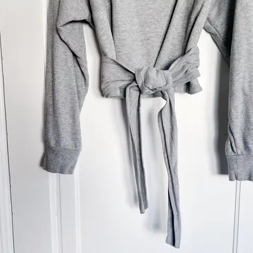 ALC Frank ALC • Atlas Tie-Front Sweatshirt grey terry knit dolman sleeve wrap waist