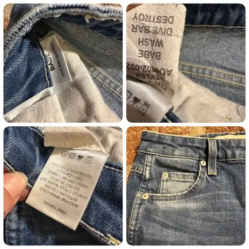 AMO size 25 Babe wash Divebar Destroy frayed hem straight distressed blue jeans